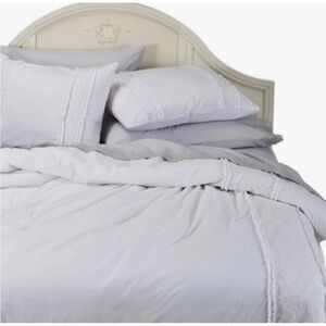 Simply Shabby Chic Ruffled Lace Duvet Cover True White Full Queen Farmhouse GUC
